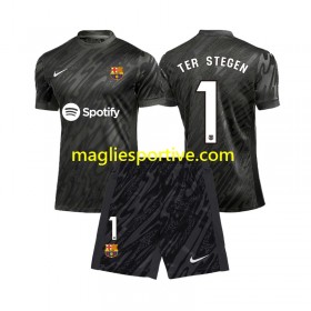 Completo Calcio Barcellona Ter Stegen 1 Portiere Bambino Divisa Terza 2024-2025